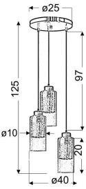 Lampa wisząca sufitowa srebrna szklane klosze 3x60W Libano Candellux 33-51691