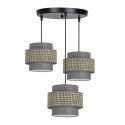 Luccia Lampa Wisząca Czarny Talerz 3X40W E27 Abażur Beżowy+Grafitowy