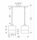 Porto Lampa Wisząca Biały 2X60W E27 Abażur Biały+Orzechowy