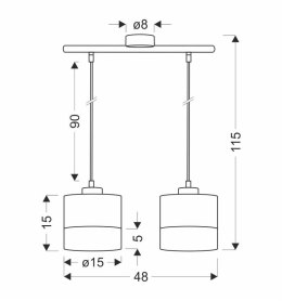 Porto Lampa Wisząca Biały 2X60W E27 Abażur Biały+Orzechowy