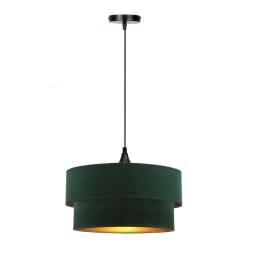 Scopello lampa wisząca 1x60 e27 abażur duo 35+30 velur butelkowa zieleń + złoto