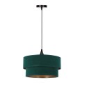 Scopello lampa wisząca 1x60 e27 abażur duo 35+30 velur butelkowa zieleń + złoto