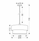 Scopello lampa wisząca 1x60 e27 abażur duo 35+30 velur butelkowa zieleń + złoto