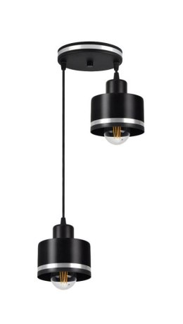 Lampa wisząca czarna/chrom talerz 2xE27 Wama 32-00477