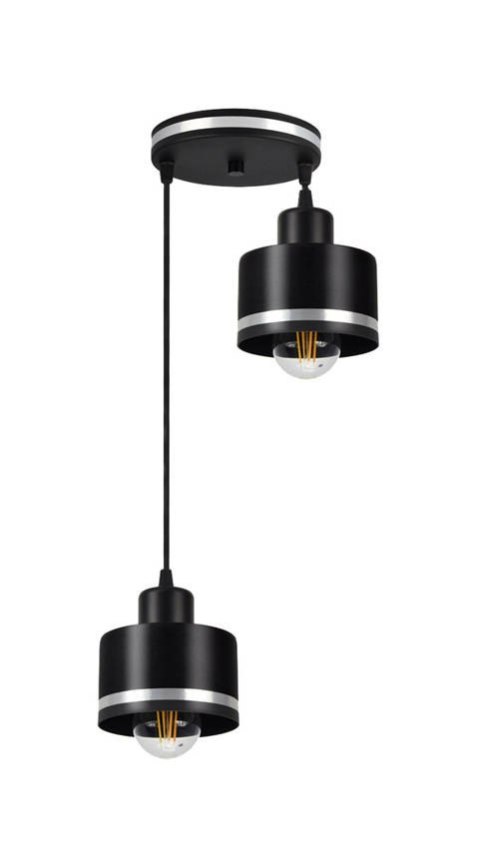 Lampa wisząca czarna/chrom talerz 2xE27 Wama 32-00477