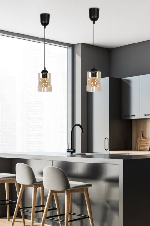 Lampa wisząca szklana czarna/bursztynowa Felis 31-00156