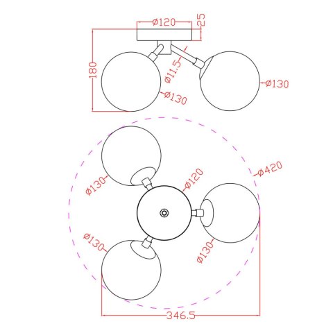 Plafon Dorado 3xG9 złoty LP-002/3C
