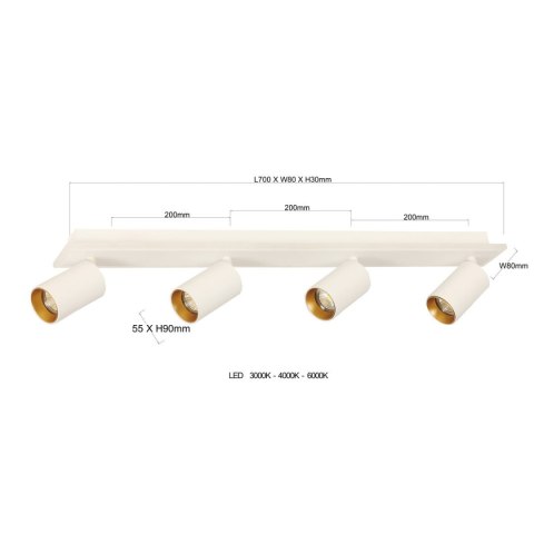 Spot Parma 4 4xGU10 + 1xLED CCT biały LP-0612/4C WH
