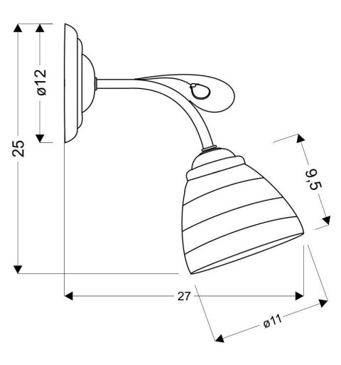 LAMPA ŚCIENNA KINKIET CANDELLUX SIMPLI 21-64288 E27 CHROM Z KRYSZTAŁKIEM + KLOSZ Z PASKIEM