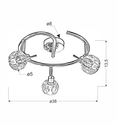 LAMPA SUFITOWA PLAFON CHROM CANDELLUX BOMBOLA 98-70326