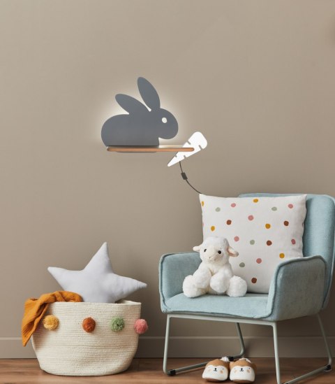 Lampa kinkiet półeczka 5W LED 4000K IQ Kids Rabit szary 21-85184