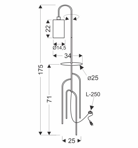 Lampa podłogowa czarno-zielona półka Ravello 51-00064