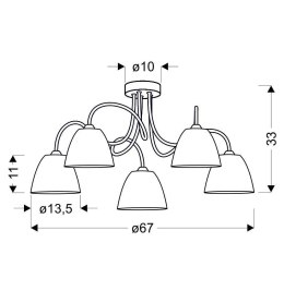 Lampa sufitowa chromowa szklane klosze 5x40W E14 Elf Candellux 35-72603