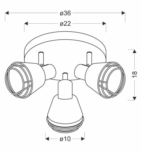 Lampa sufitowa czarna plafon klosz miedziany 3xE14 40W Neria 98-83111