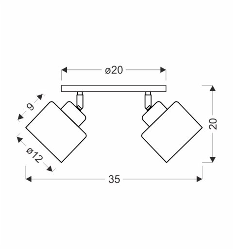 Lampa sufitowa czarna/chrom talerz 2xE27 Wama 98-00439