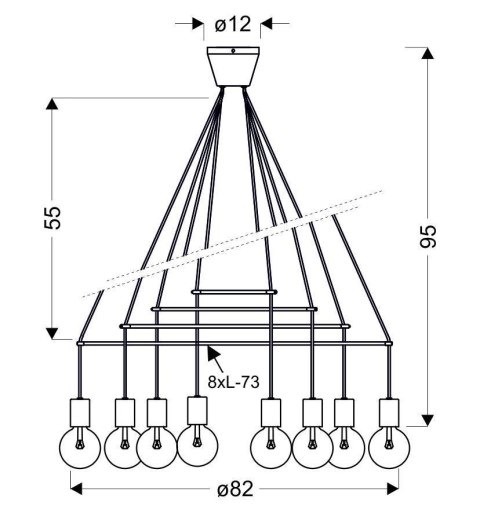 Lampa wisząca biała matowa 8x40W dwuobwodowa E27 Alto Candellux 38-70944
