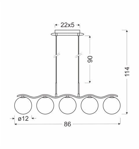 Lampa wisząca chrom/biała kula 5 Ramon 35-01429