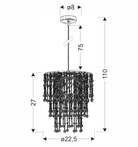 Lampa wisząca chromowy abażur 60W E27 Roni 31-78469