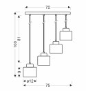 Lampa wisząca czarna 4xE27 Olena 34-78131
