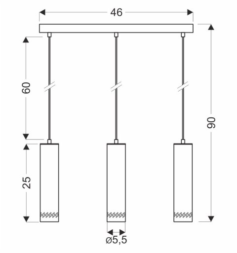 Lampa wisząca czarna/drewniana oprawa 3x25W Tubo 33-79138