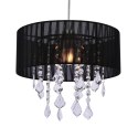 Lampa wisząca czarny abażur z organzy + kryształy Leda Candellux 31-84316