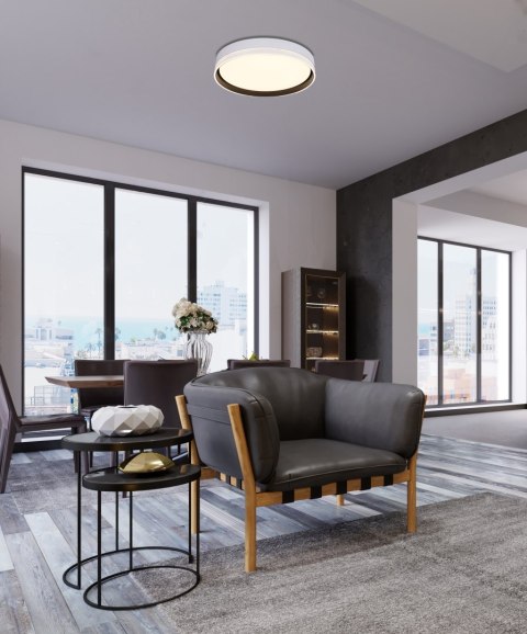 Florida lampa sufitowa plafon biały+czarny 24w led 39 cm klosz biały