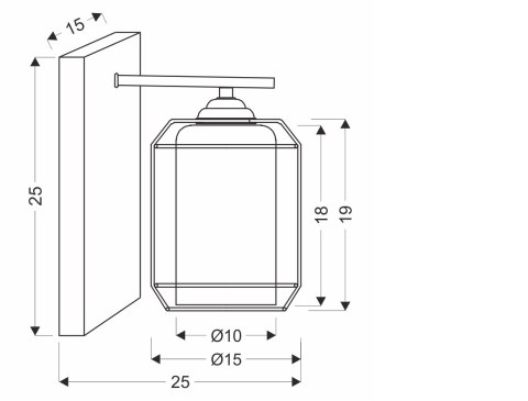 JONERA LAMPA KINKIET CZARNY P25 1X40 E27 KLOSZ DYMIONY