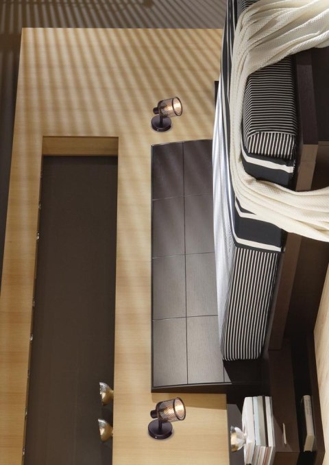 Kinkiet kawowe złoto klosz bursztynowy 40W E14 Canabera Candellux 91-81377