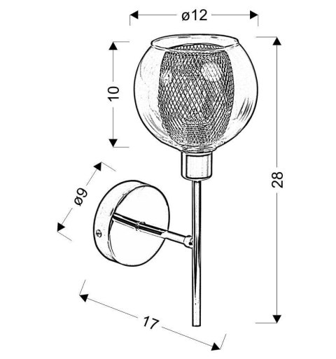LAMPA SCIENNA KINKIET CANDELLUX OZZO 21-72184 CHROM KLOSZ BEZBARWNY