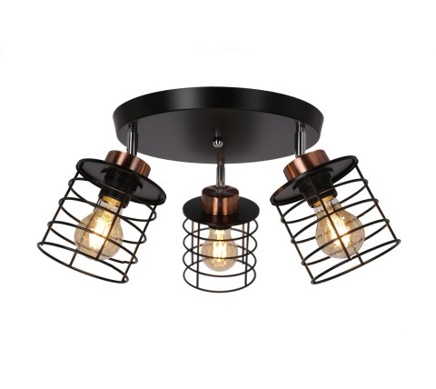 Lampa sufitowa czarna/złota talerz 3xE27 Glob 98-00392