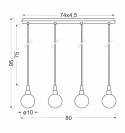 Lampa wisząca chrom/biała kula 4 Maldus 34-01474