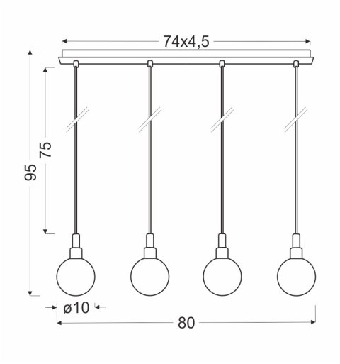 Lampa wisząca chrom/biała kula 4 Maldus 34-01474