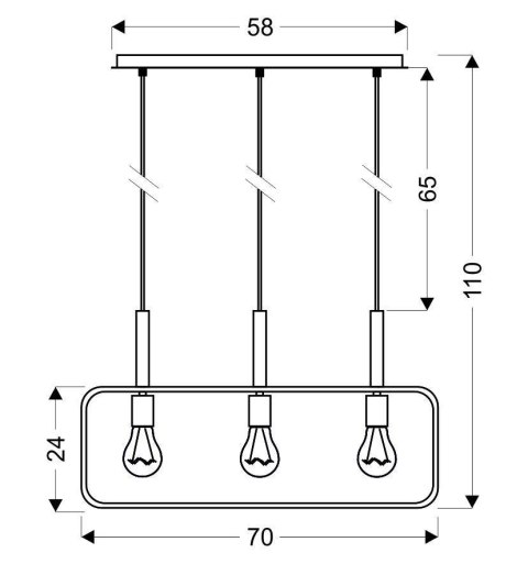 Lampa wisząca czarna regulowana wysokość 3x60W E27 Frame 33-73525