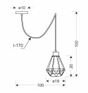 Lampa wisząca czarna/patyna druciany klosz Primo P 31-00279