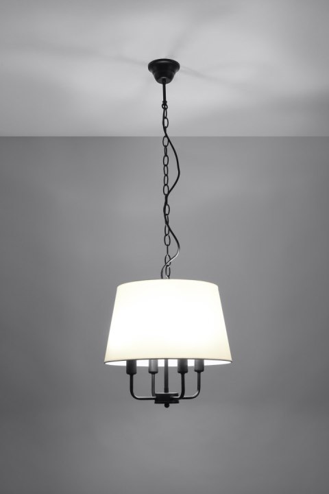 Pasteri lampa wisząca czarny matowy 4x40w e14 abażur beżowy 31-01368