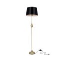 Prima gold lampa podłogowa złoty satynowy 1x60W E27 abażur czarny