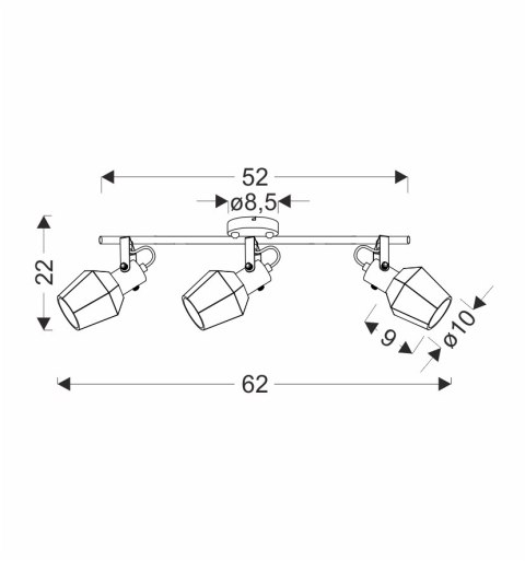Randi lampa sufitowa listwa czarny matowy 3x15w e14 klosz dymiony