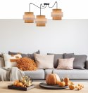 Rattan lampa wisząca 3x40W abażur biały+kremowy