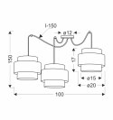 Rattan lampa wisząca 3x40W abażur biały+kremowy