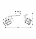 Dubai lampa sufitowa listwa czarny 2x40W E14 klosz różowy złoty kryszt transp