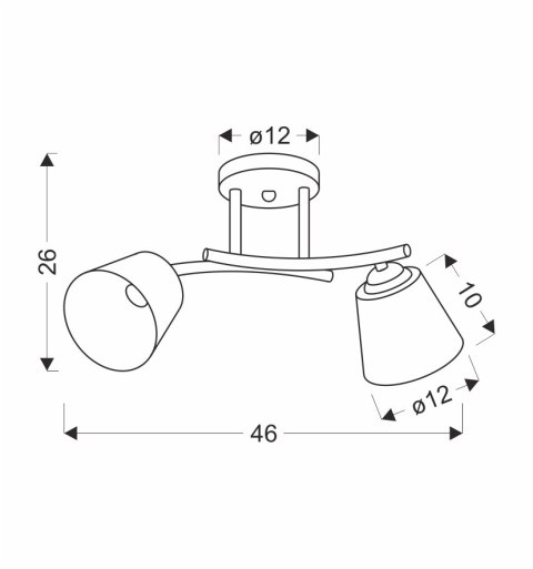 Greco Lampa Sufitowa Czarny+Złoty 2X40 E27 Klosz Biały
