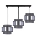 Hare lampa sufitowa czarny 3x60W E27 abażur szary+srebrny