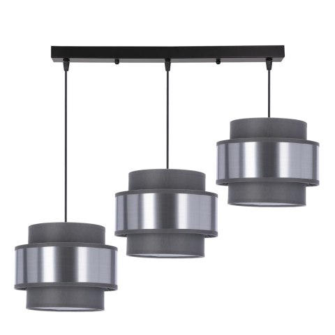 Hare lampa sufitowa czarny 3x60W E27 abażur szary+srebrny