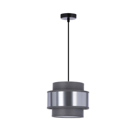 Hare lampa wisząca czarny 1x60W E27 abażur szary+srebrny