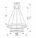 Hashim lampa wisząca 60+40cm złoty 22W+34W LED klryształki bezbarwne