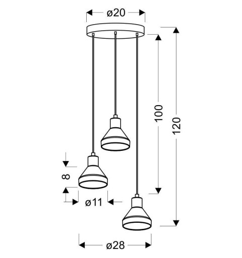 Lampa wisząca czarna/złota szklany klosz E14 3x40W Gregory Candellux 33-78995
