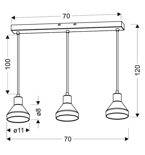 Lampa wisząca listwa czarna/złota szkło E14 3x40W Gregory Candellux 33-79008