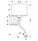 Polo Lampa Kinkiet Biały 1X40W E27+2W Led Abażur Kremowy