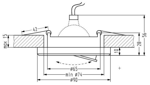 SSU-15 CH/BK MR16 chrom opr. strop. uchyl. okrągła szkło czarne