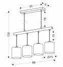 Combi lampa wisząca czarny 4x60W E27 abażur beżowy